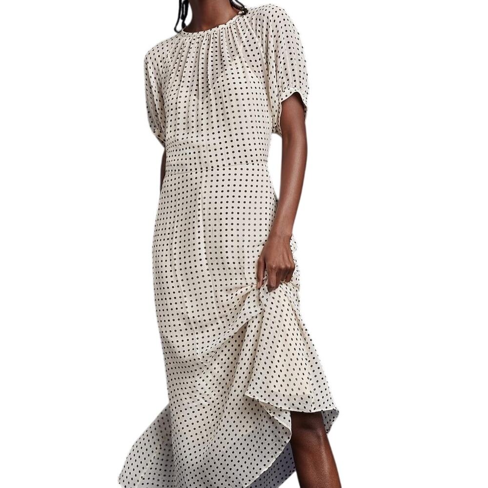 Goop G. Label (14) Polka Dot Sheer Maxi Dress Quiet Luxury Flowy Layering Piece